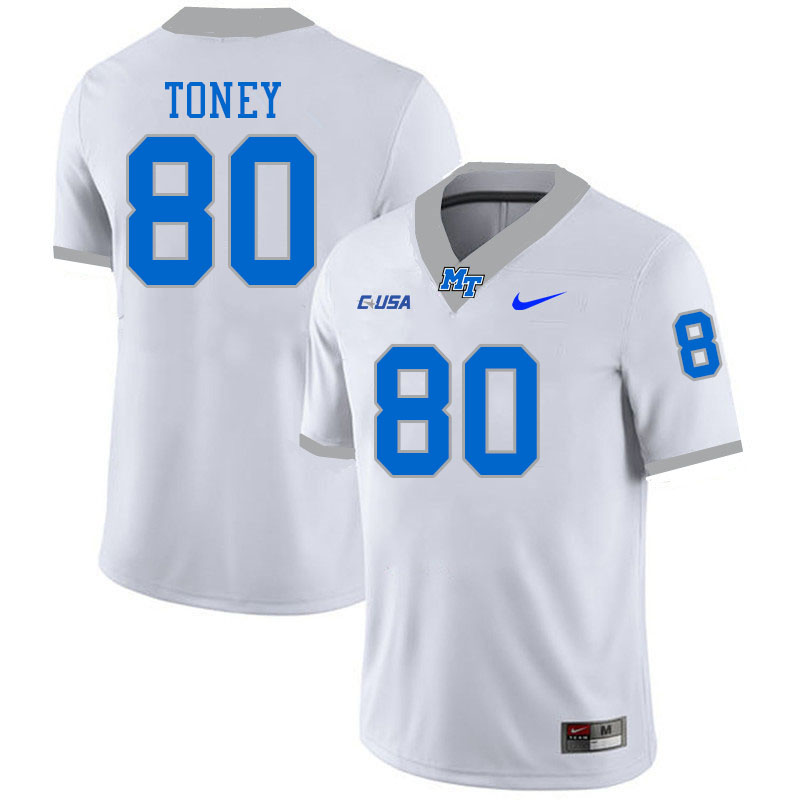 Men-Youth #80 AJ Toney Middle Tennessee State Blue Raiders 2023 College Football Jerseys Stitched-Wh